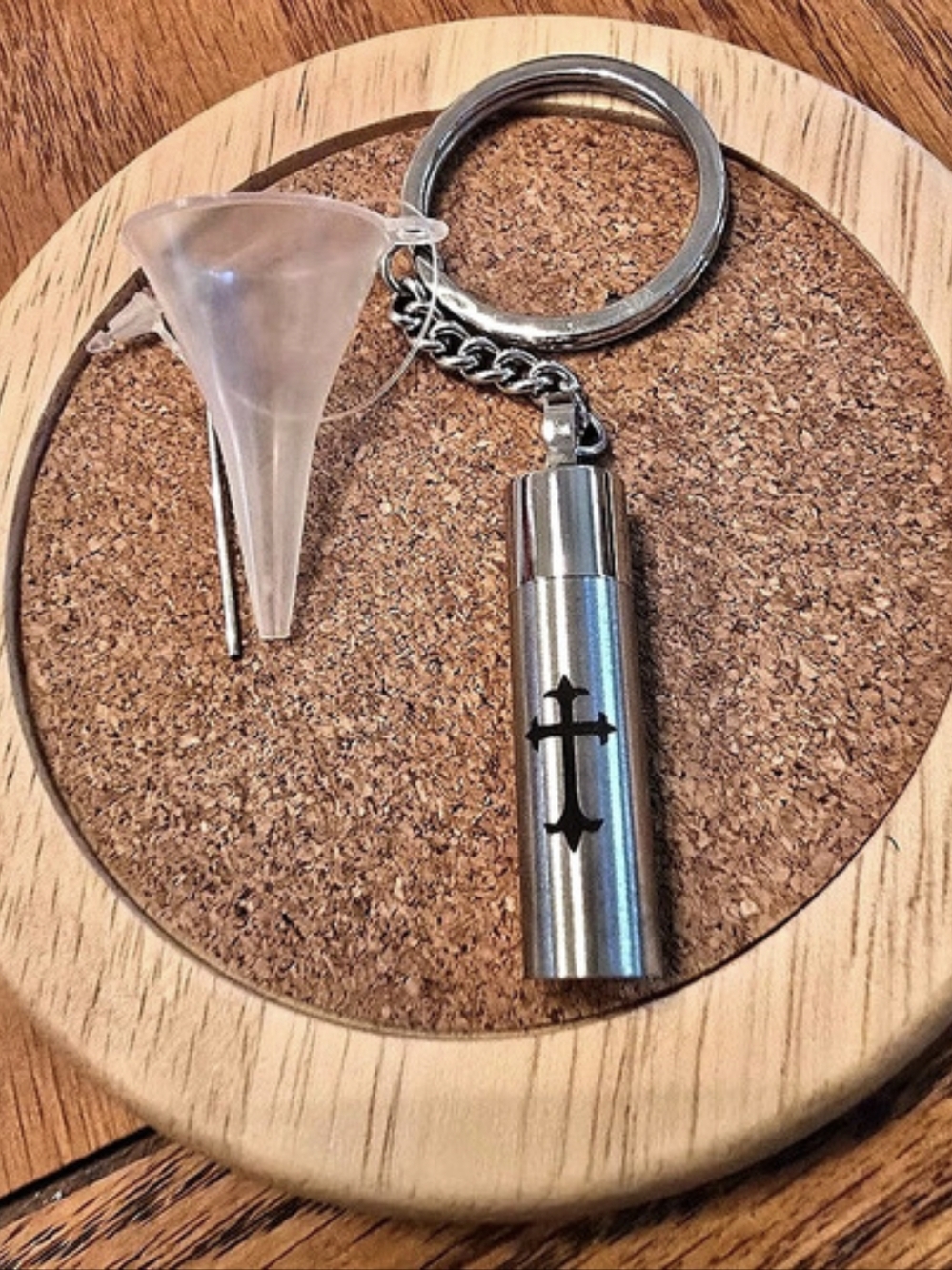 Cylindrical Cremation Urn Keychain